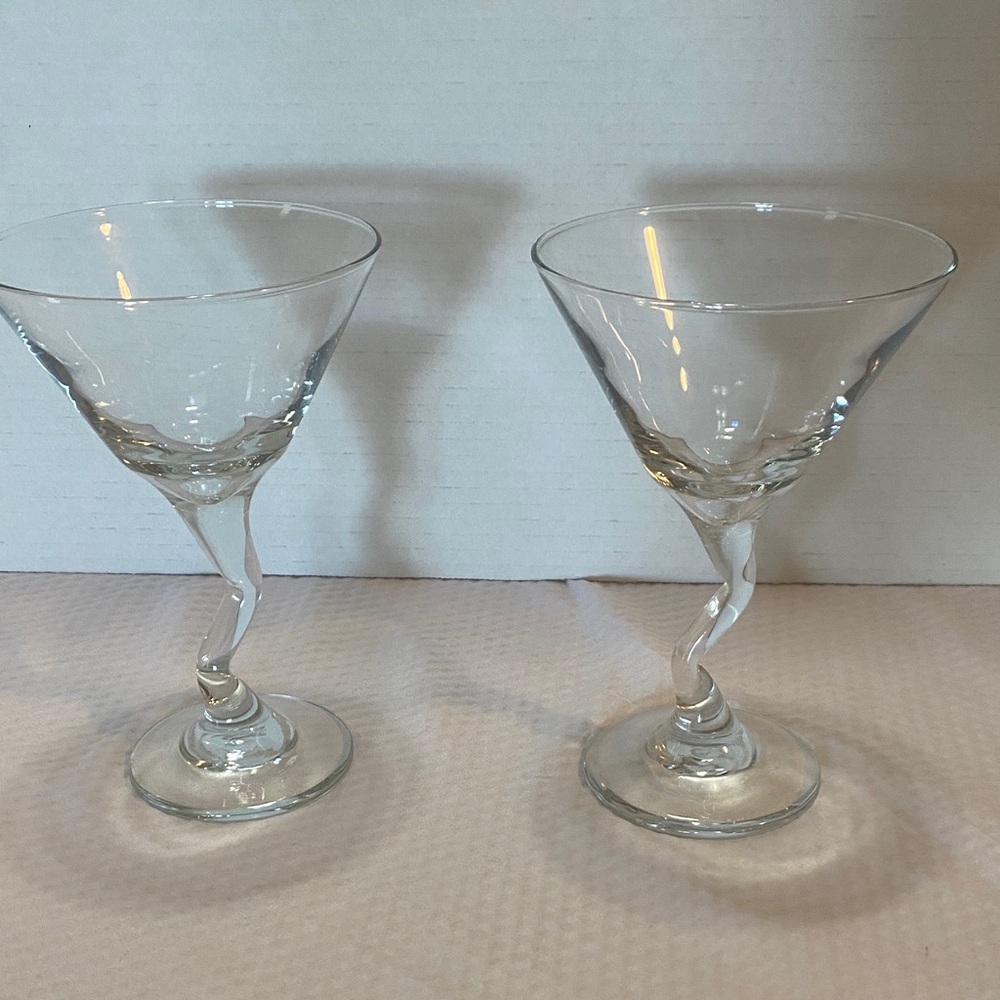 Pier 1 Clear Zig Zag Martini Glasses Set of 2